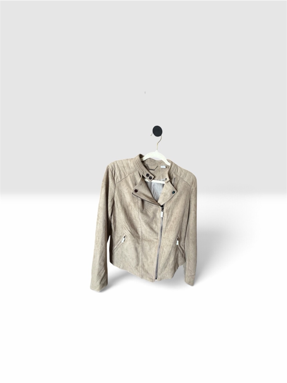 Chico's Vegan Leather Tan Moto Jacket, NWT, Size 1 by Chico's